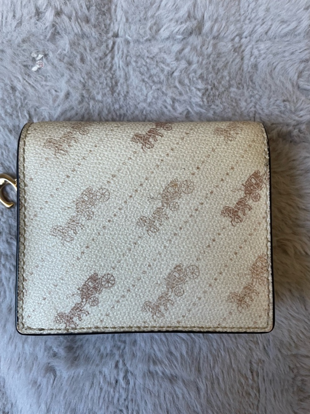 Coach Cream Signature Compact Snap Wallet with Carriage Logo - Picture 2 of 3